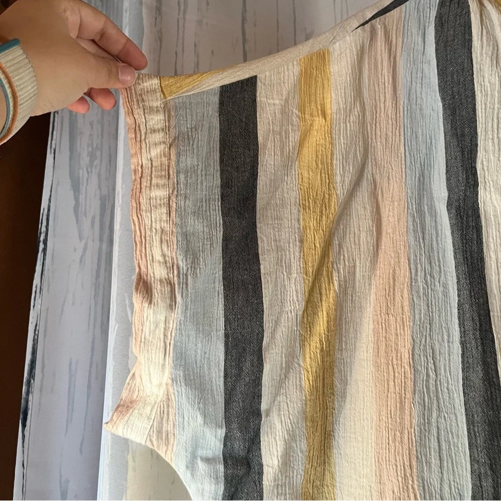 Time and Tru Women’s Casual Striped Shirt - Yellow Blue and Gray - Picture 3 of 11